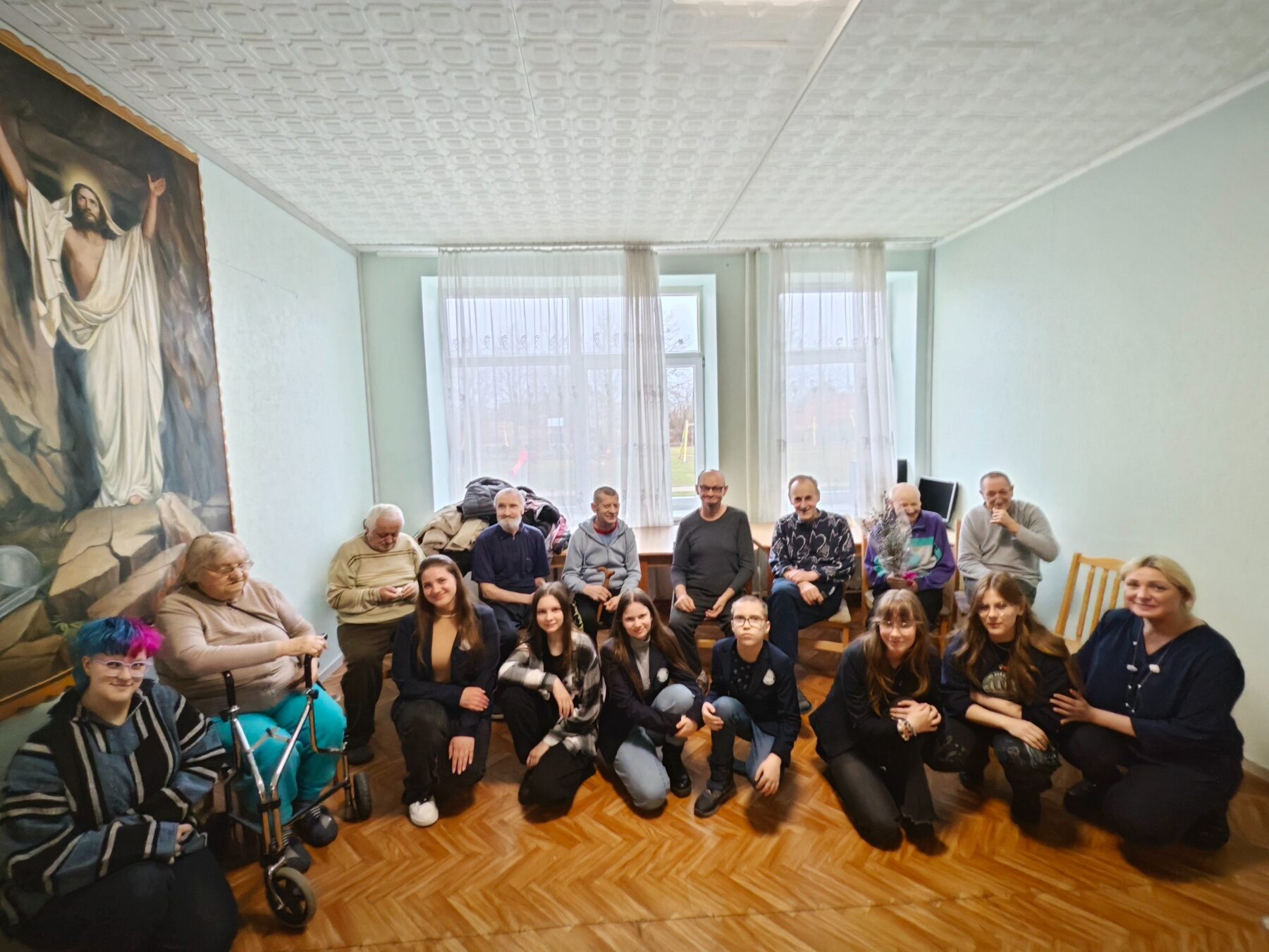 Muzikinio susitikimo dalyviai su akordeonu